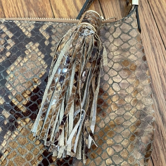 Michael Kors Embossed Leather Crossbody Bag Brown Python Snakeskin - Picture 5 of 13